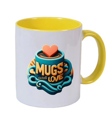 Kişiye özel İçi ve Kulpu Sarı Porselen Kupa