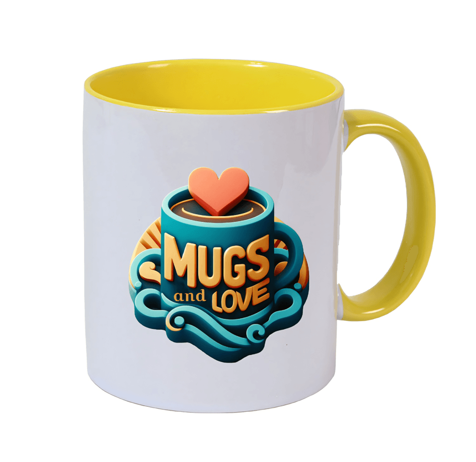 Kişiye özel İçi ve Kulpu Sarı Porselen Kupa