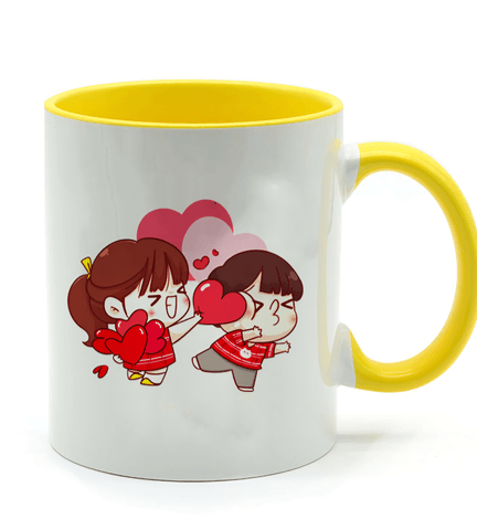 Kişiye özel İçi ve Kulpu Sarı Porselen Kupa