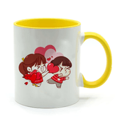 Kişiye özel İçi ve Kulpu Sarı Porselen Kupa