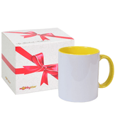 Kişiye özel İçi ve Kulpu Sarı Porselen Kupa