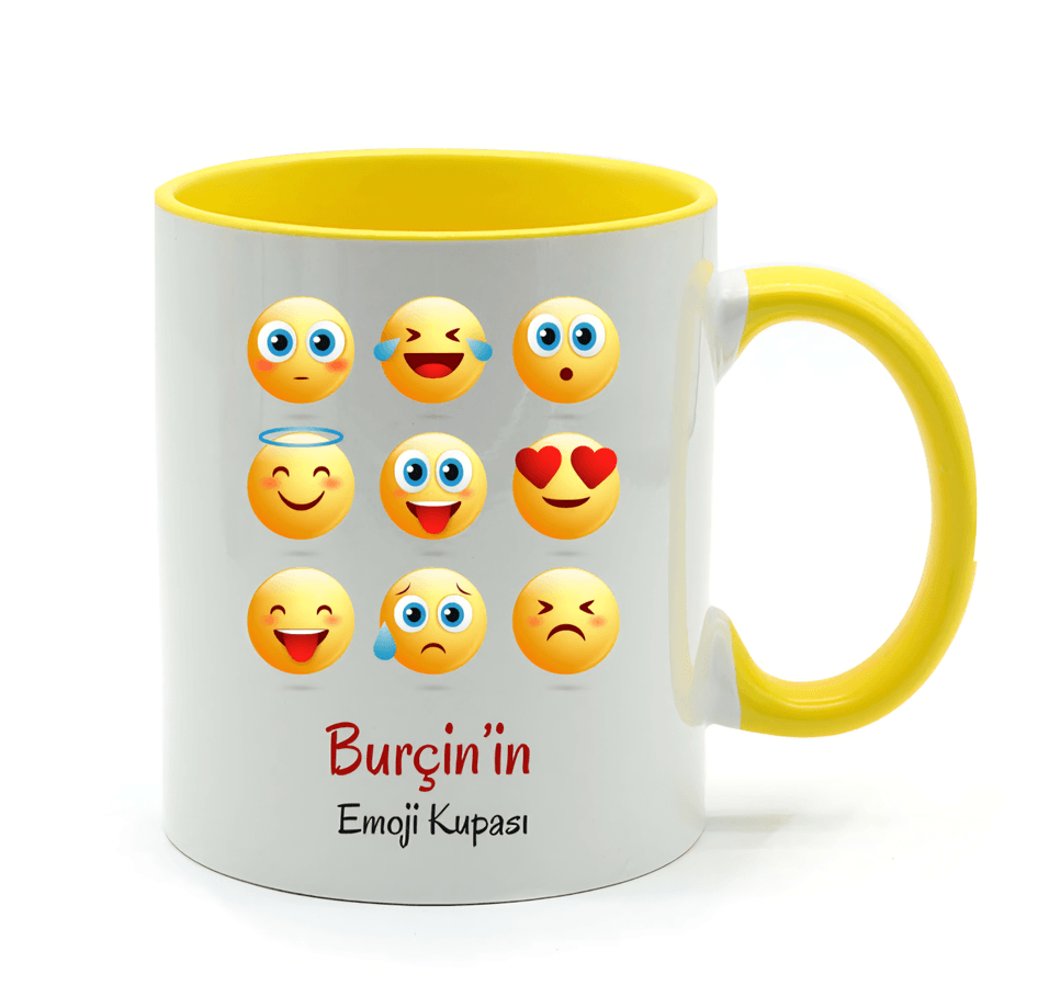 Kişiye özel İçi ve Kulpu Sarı Porselen Kupa