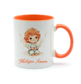 Kişiye özel İçi ve Kulpu Turuncu Porselen Kupa