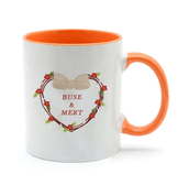 Kişiye özel İçi ve Kulpu Turuncu Porselen Kupa