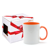 Kişiye özel İçi ve Kulpu Turuncu Porselen Kupa