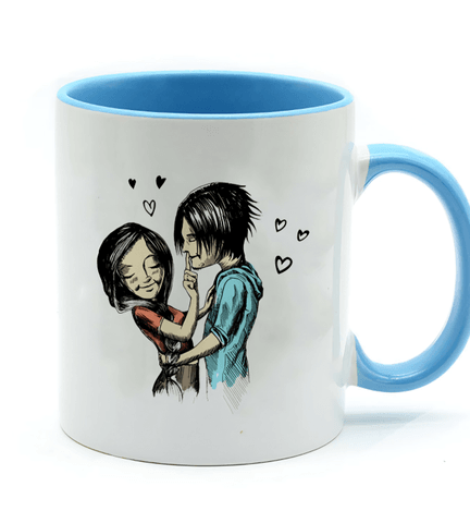 Kişiye özel İçi ve Kulpu Açık Mavi Porselen Kupa