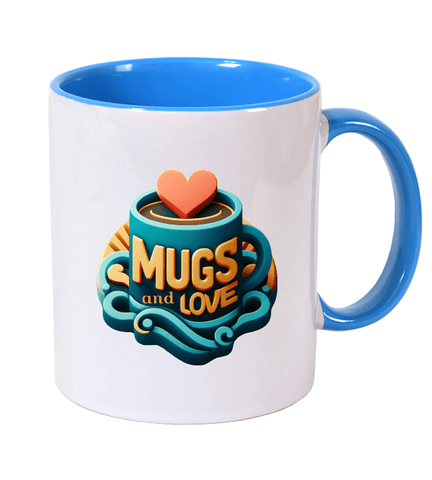 Kişiye özel İçi ve Kulpu Açık Mavi Porselen Kupa