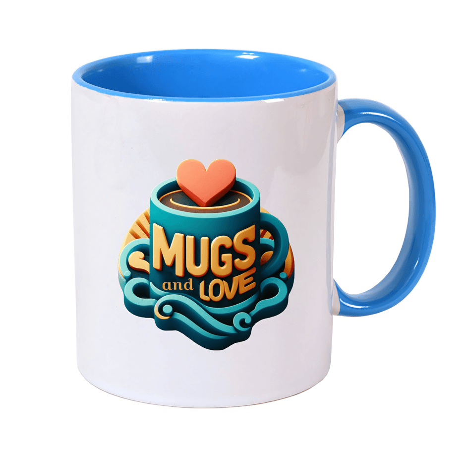 Kişiye özel İçi ve Kulpu Açık Mavi Porselen Kupa