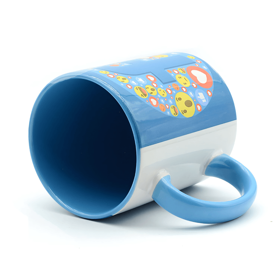 Kişiye özel İçi ve Kulpu Açık Mavi Porselen Kupa