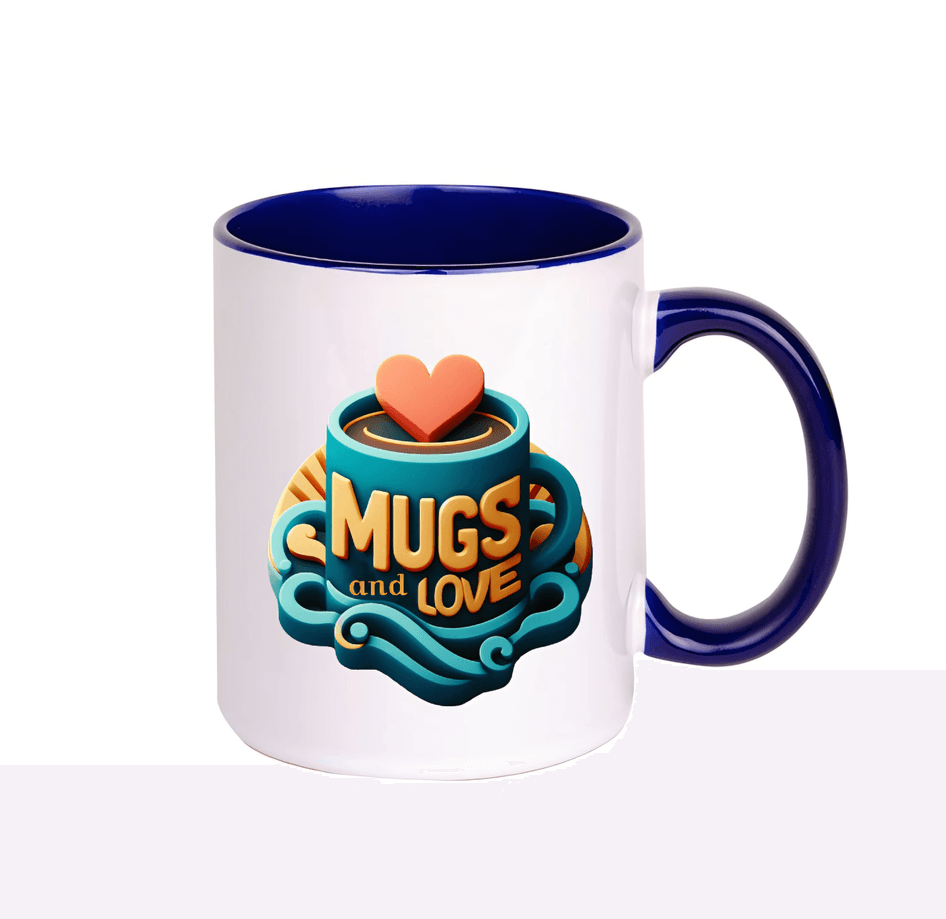 Kişiye özel İçi ve Kulpu Lacivert Porselen Kupa