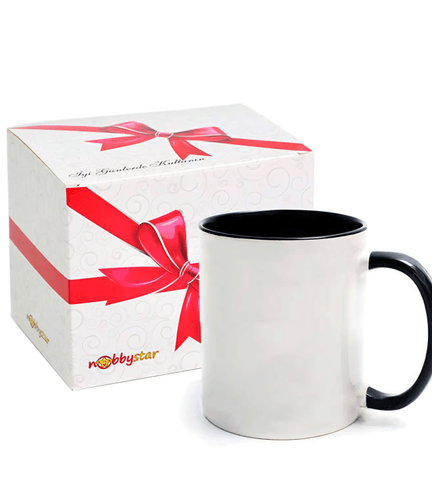 Kişiye özel İçi ve Kulpu Siyah Porselen Kupa