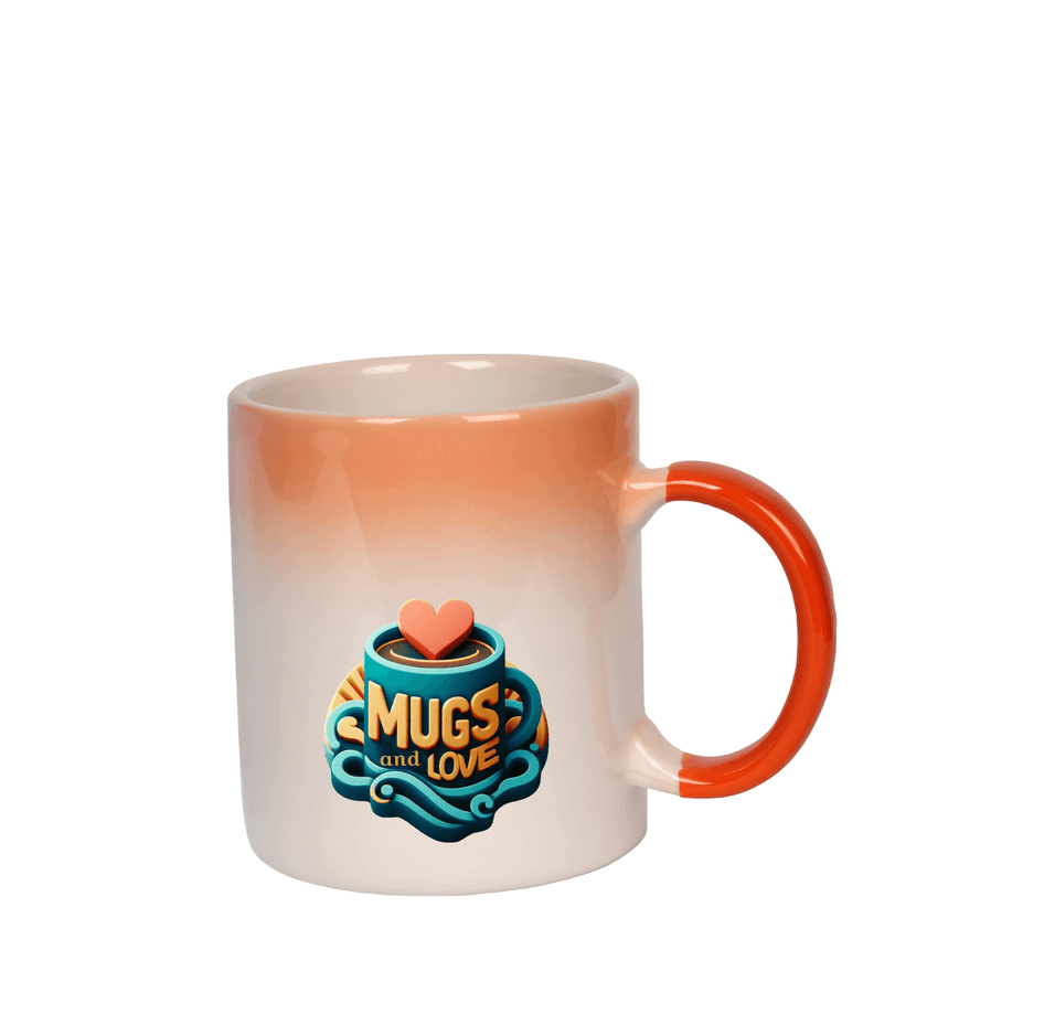 Kişiye özel Turuncu Geçişli Seramik Kupa