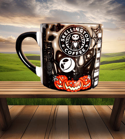 Skellington Halloween Baskı Porselen Fincan