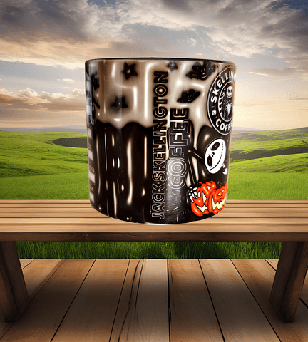 Skellington Halloween Baskı Porselen Fincan