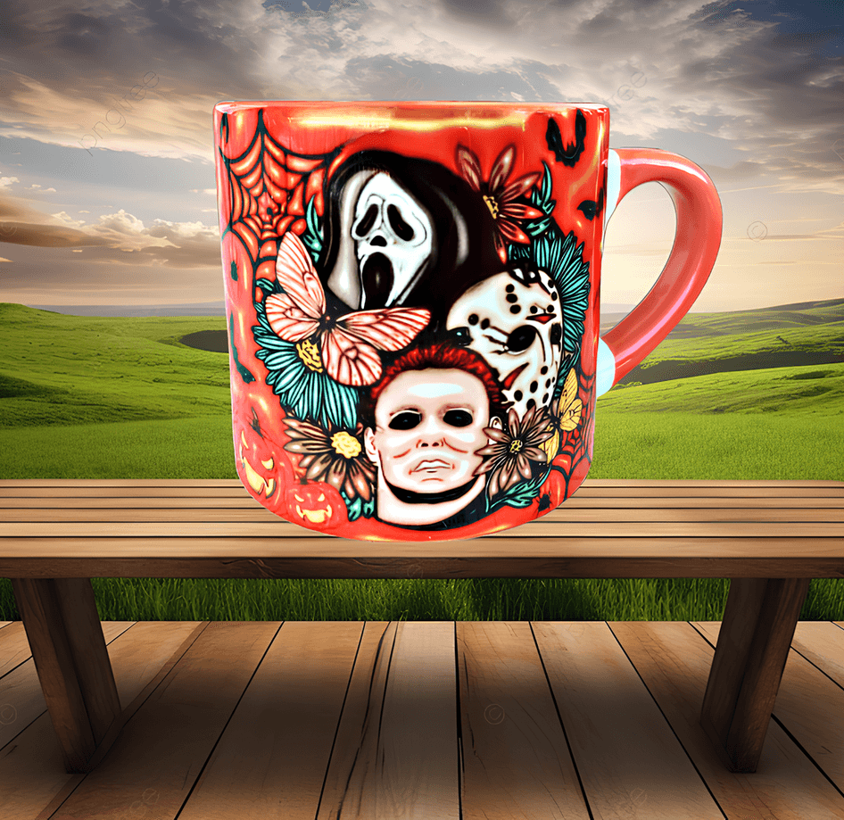 Katiller Halloween Baskı Porselen Fincan