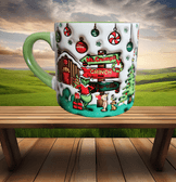 Grinch Noel Yılbaşı Baskı Porselen Fincan