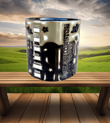 Skellington Halloween Baskı Porselen Fincan