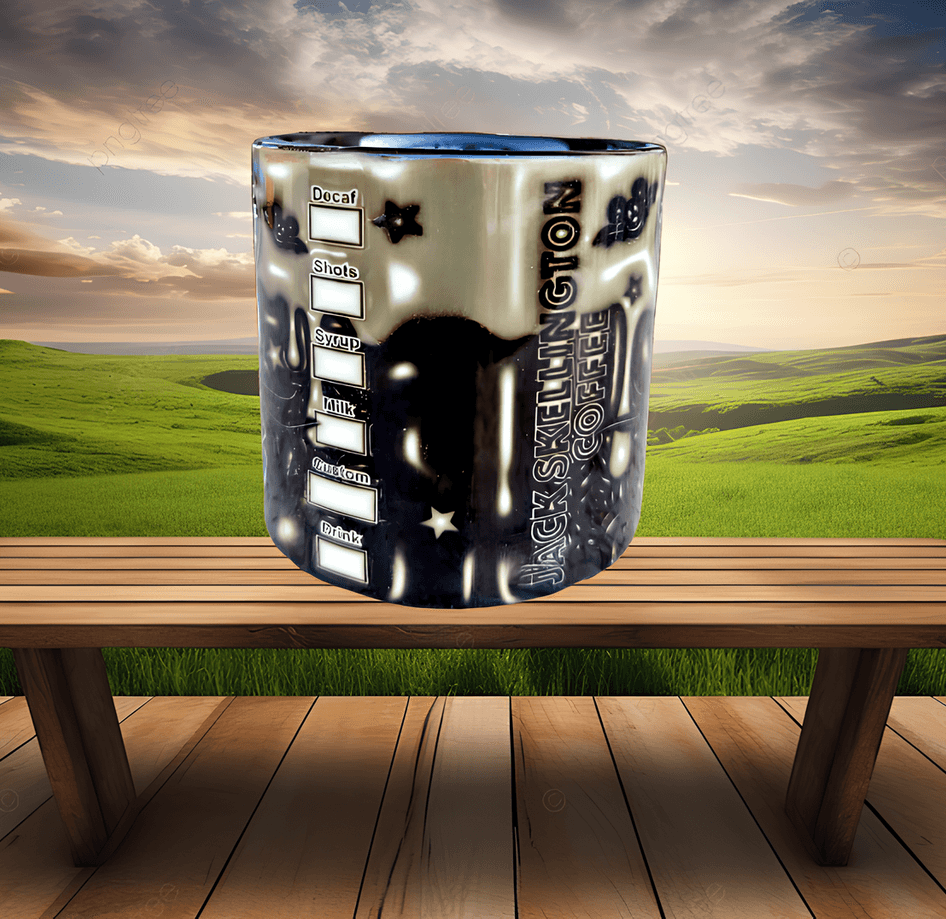 Skellington Halloween Baskı Porselen Fincan