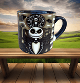 Skellington Halloween Baskı Porselen Fincan