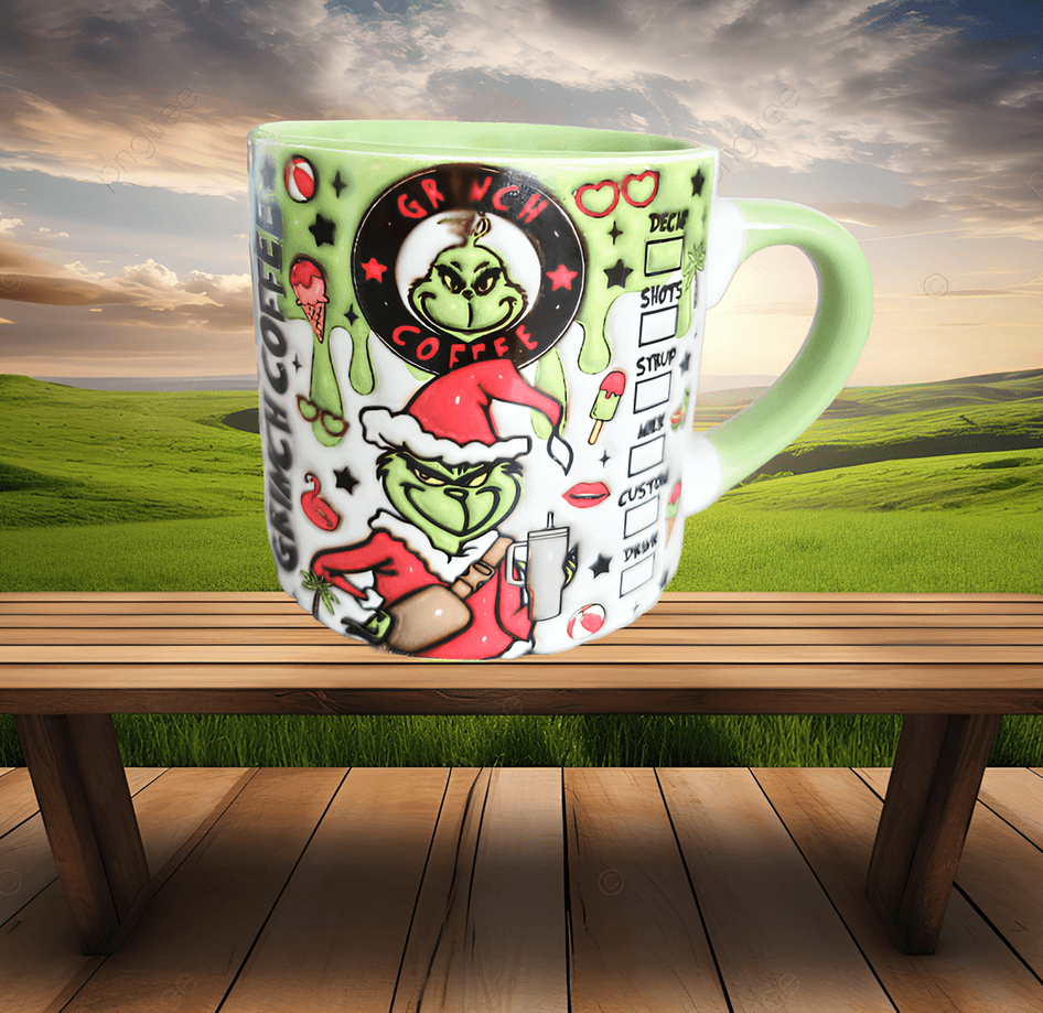 Grinch Noel Yılbaşı Baskı Porselen Fincan