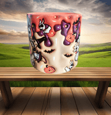 Halloween Baskı Porselen Fincan