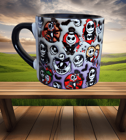 Skellington Halloween Baskı Porselen Fincan