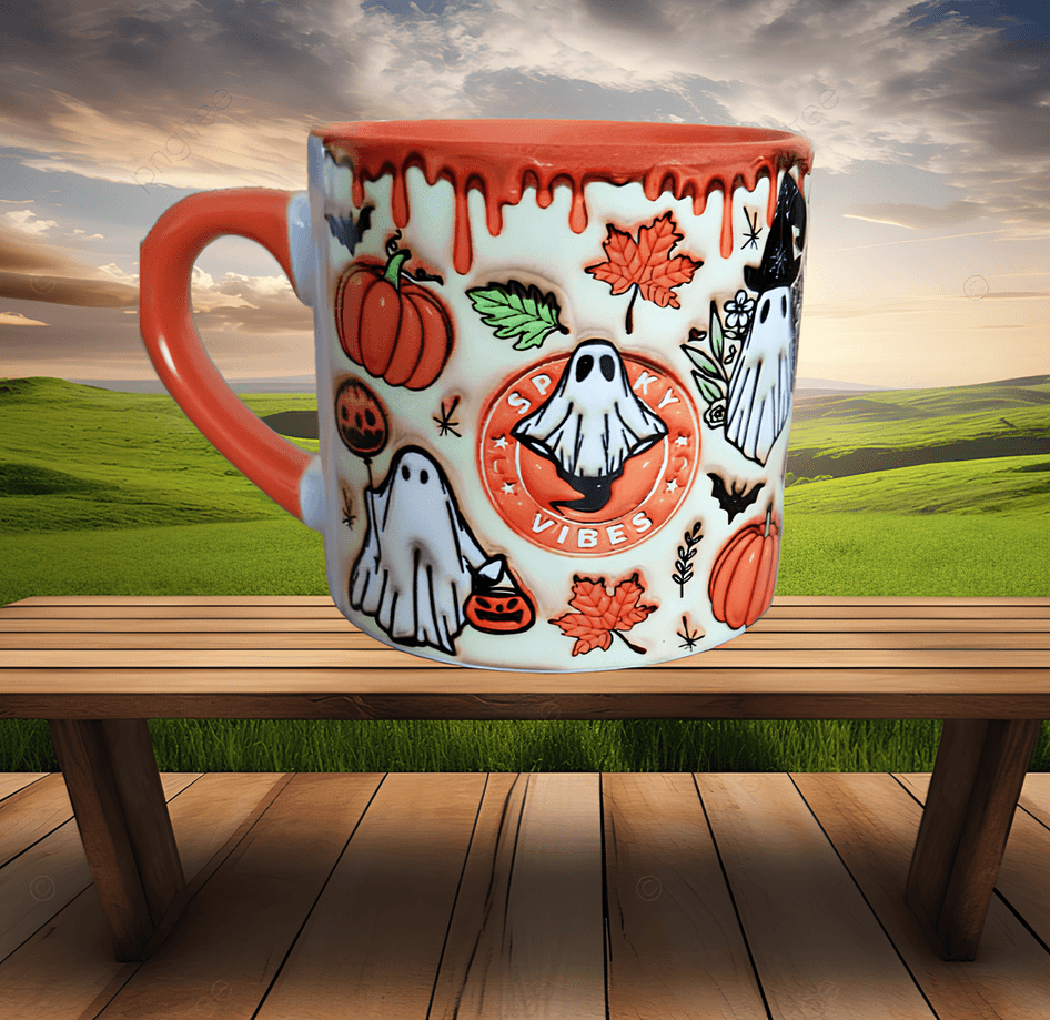 Halloween Baskı Porselen Fincan