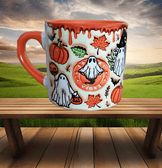 Halloween Baskı Porselen Fincan