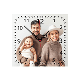 Fotoğraf veya Logo Baskılı Kare Ahşap Duvar Saati | Kişiye Özel Tasarım | Ofis ve Ev Dekoru