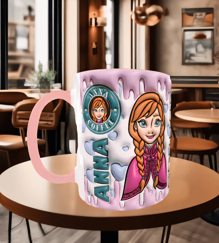 Prenses Baskı içi ve Kulpu Renkli Kupa