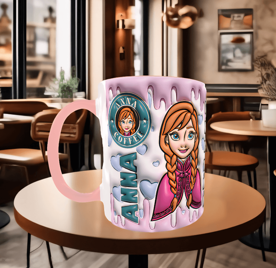 Prenses Baskı içi ve Kulpu Renkli Kupa