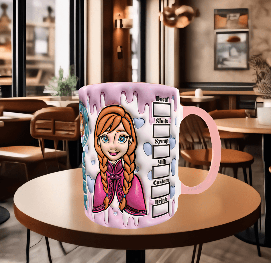 Prenses Baskı içi ve Kulpu Renkli Kupa