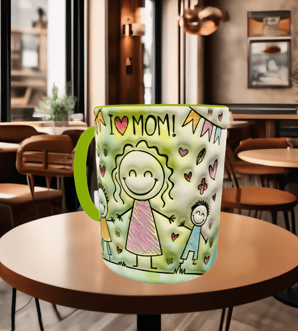 Annem Baskı içi ve Kulpu Renkli Kupa