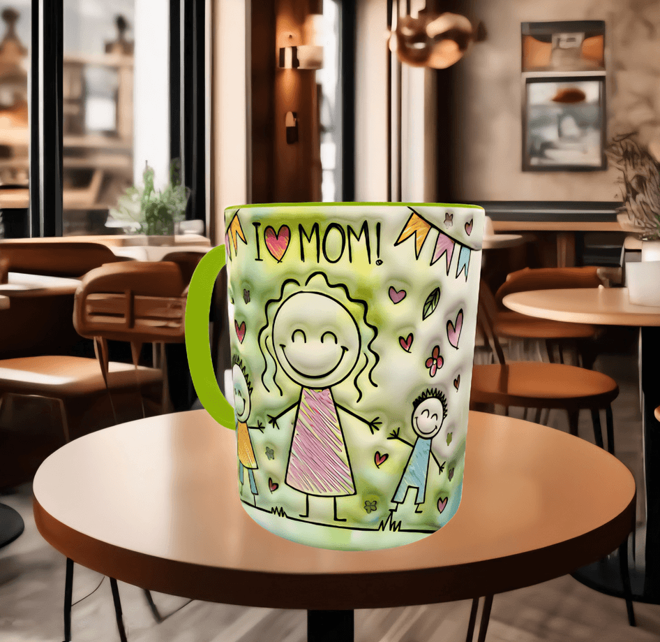 Annem Baskı içi ve Kulpu Renkli Kupa