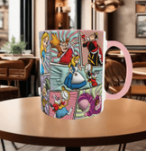 Alice Baskı içi ve Kulpu Renkli Kupa