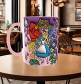 Alice Baskı içi ve Kulpu Renkli Kupa