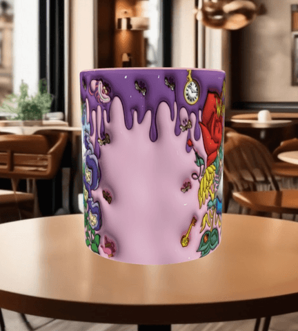 Alice Baskı içi ve Kulpu Renkli Kupa