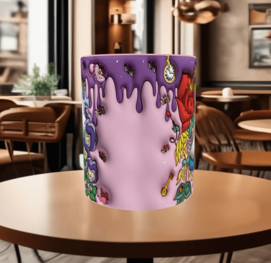 Alice Baskı içi ve Kulpu Renkli Kupa