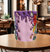 Alice Baskı içi ve Kulpu Renkli Kupa