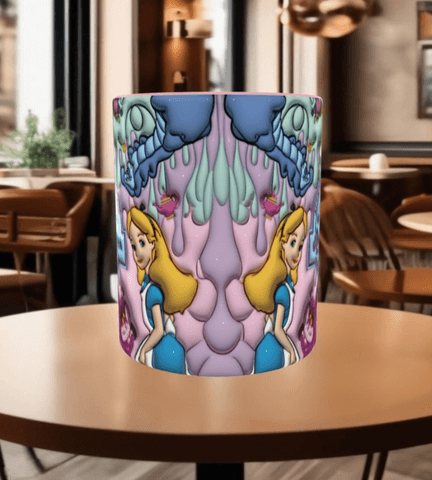 Alice Baskı içi ve Kulpu Renkli Kupa