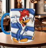 Ağaç kakan Baskı içi ve Kulpu Renkli Kupa