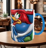 Ağac Kakan Baskı içi ve Kulpu Renkli Kupa