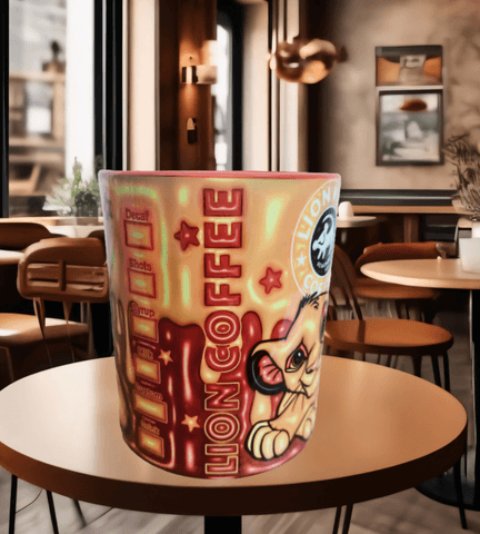 Aslan Kral Baskı içi ve Kulpu Renkli Kupa