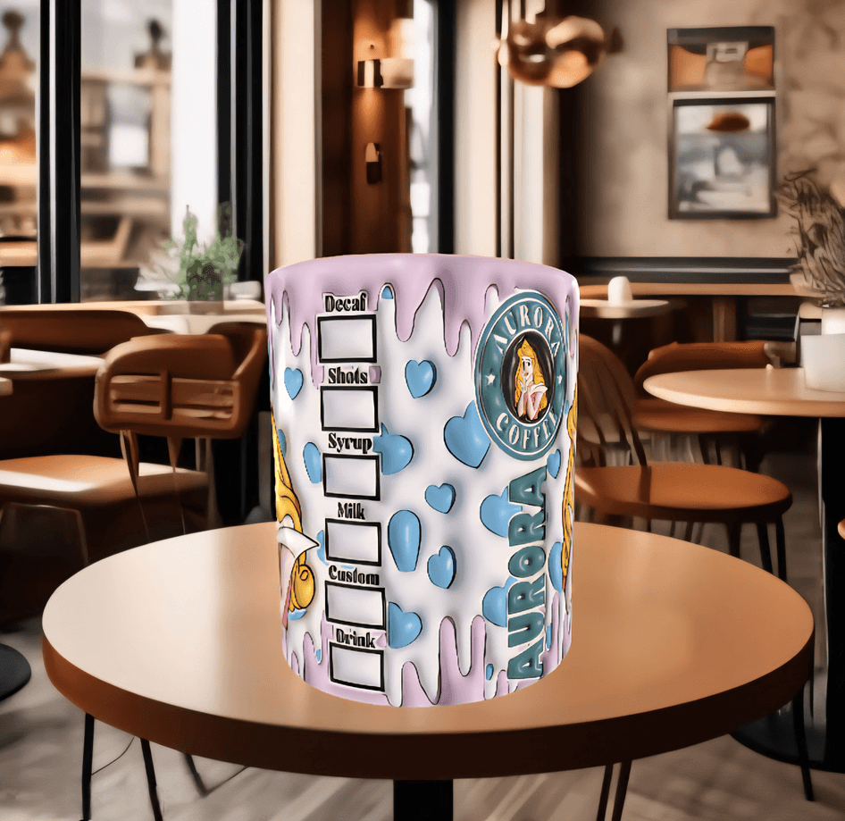 Prenses Baskı içi ve Kulpu Renkli Kupa