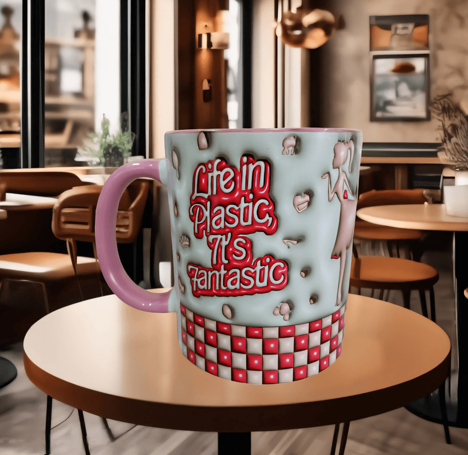 Barbi Baskı içi ve Kulpu Renkli Kupa