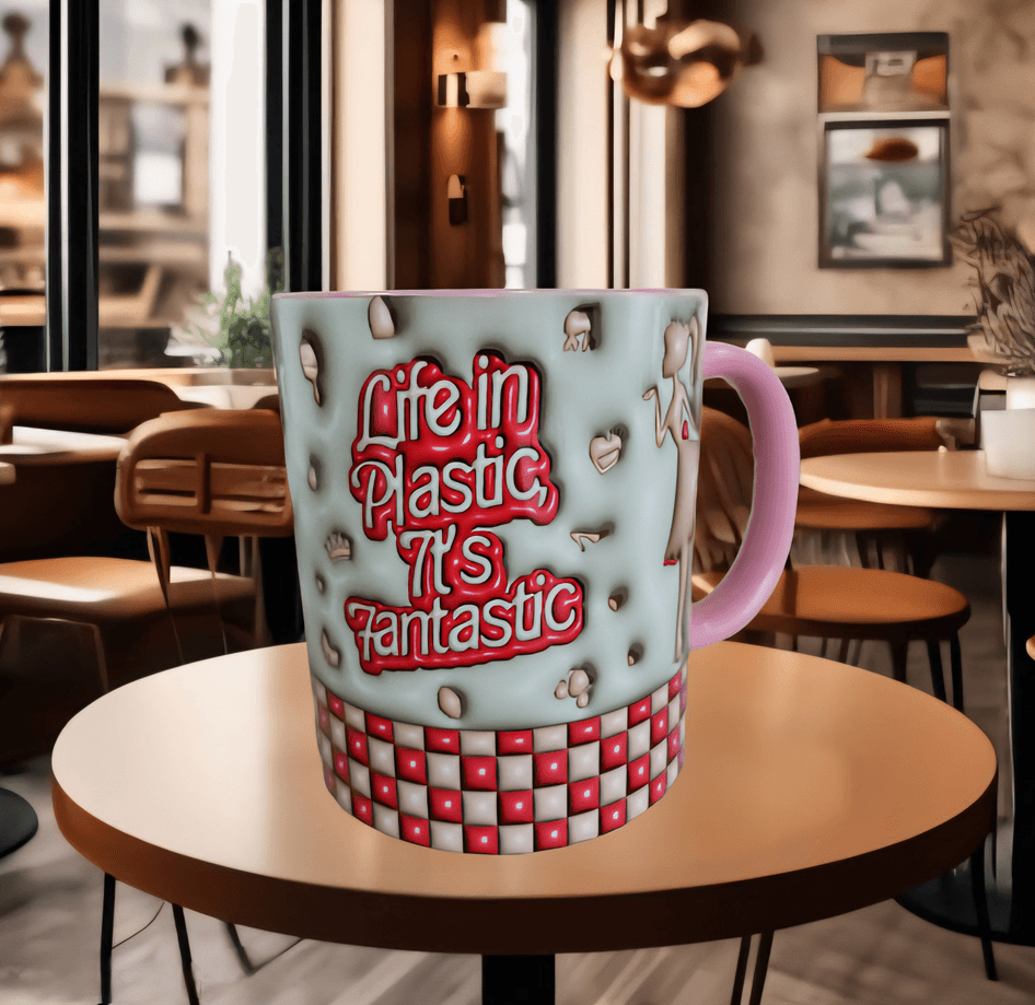 Barbi Baskı içi ve Kulpu Renkli Kupa