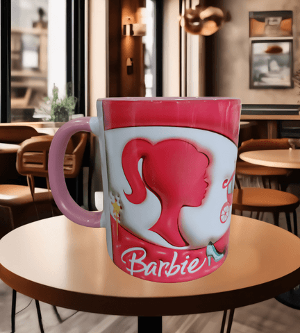 Barbi Baskı içi ve Kulpu Renkli Kupa