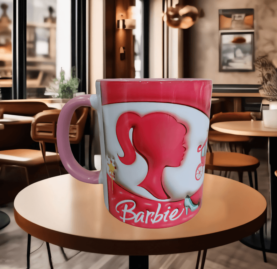 Barbi Baskı içi ve Kulpu Renkli Kupa