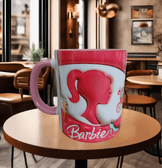 Barbi Baskı içi ve Kulpu Renkli Kupa