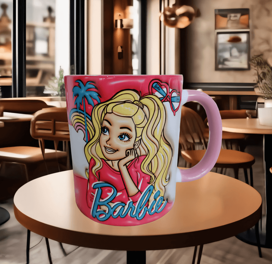 Barbi Baskı içi ve Kulpu Renkli Kupa